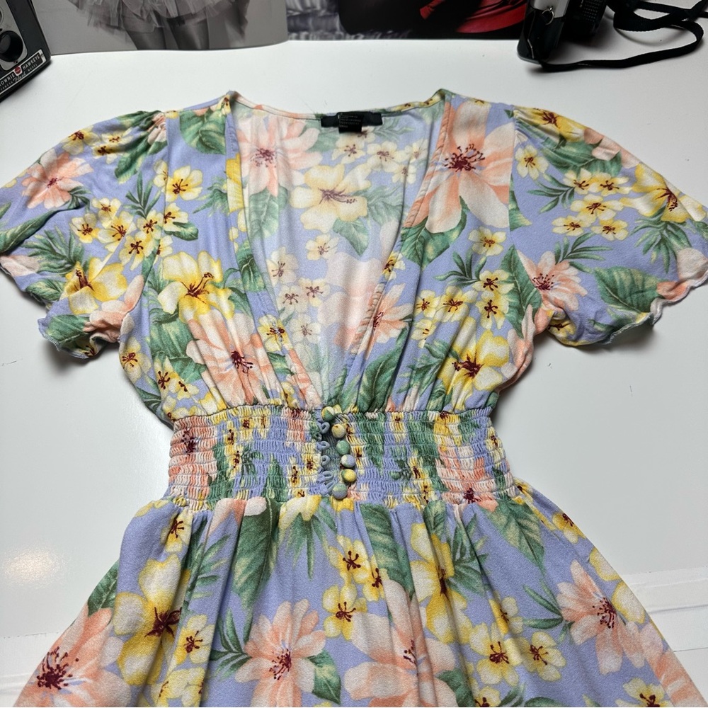 Y2K Forever 21 Floral Tea Dress | Rayon Cottagecore Garden Party Spring Mini - Picture 3 of 13